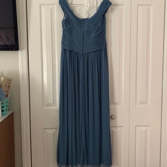 David’s Bridal Steel Blue Bridesmaid Gown - Picture 4 of 7